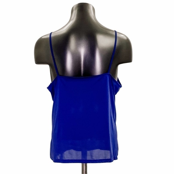 SHEER Solid Blue Chiffon Sweetheart Camisole Tank - Picture 2 of 8